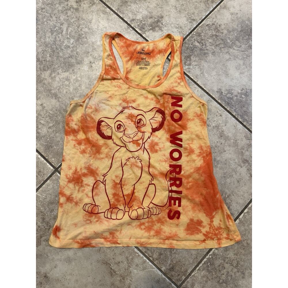 Disney Lion King Simba No Worries Tie Dye Tank Top Orange Disney XXL
